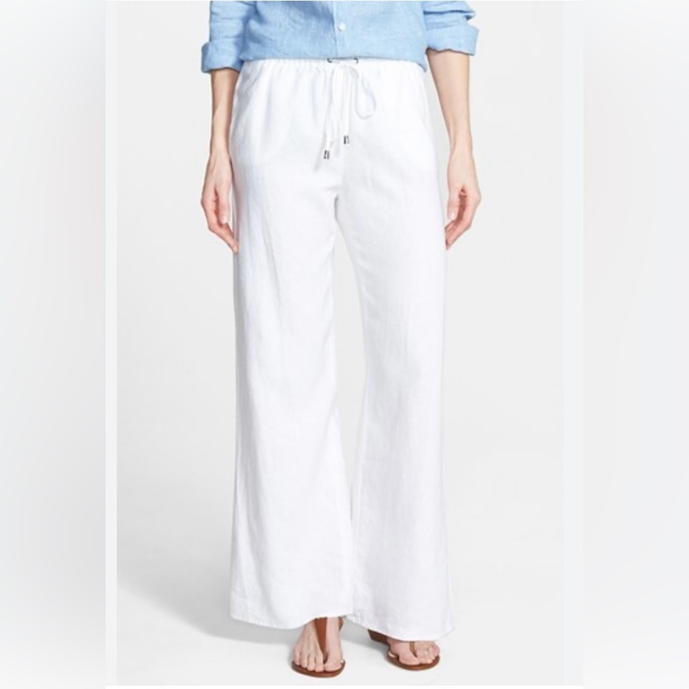 Vince Camuto Women’s Drawstring Waist, Wide Leg 100% Linen Pants Sz XL
